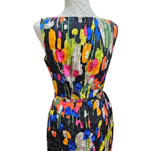 David Meister Womens Silk Colorful Brushstroke Sleeveless Sheath Dress Size 4 - Picture 12 of 16